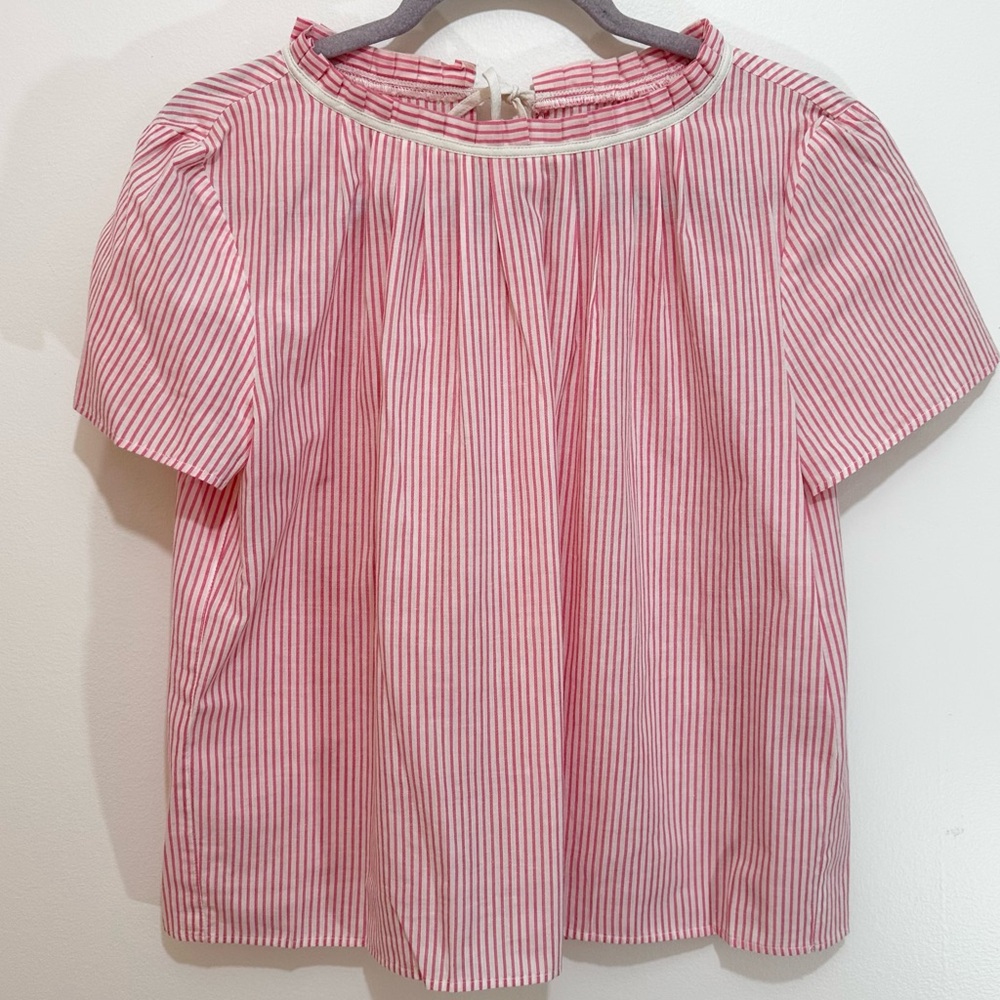 NWOT People Tree Handwoven Pink Striped Top - Size 12 (Small)